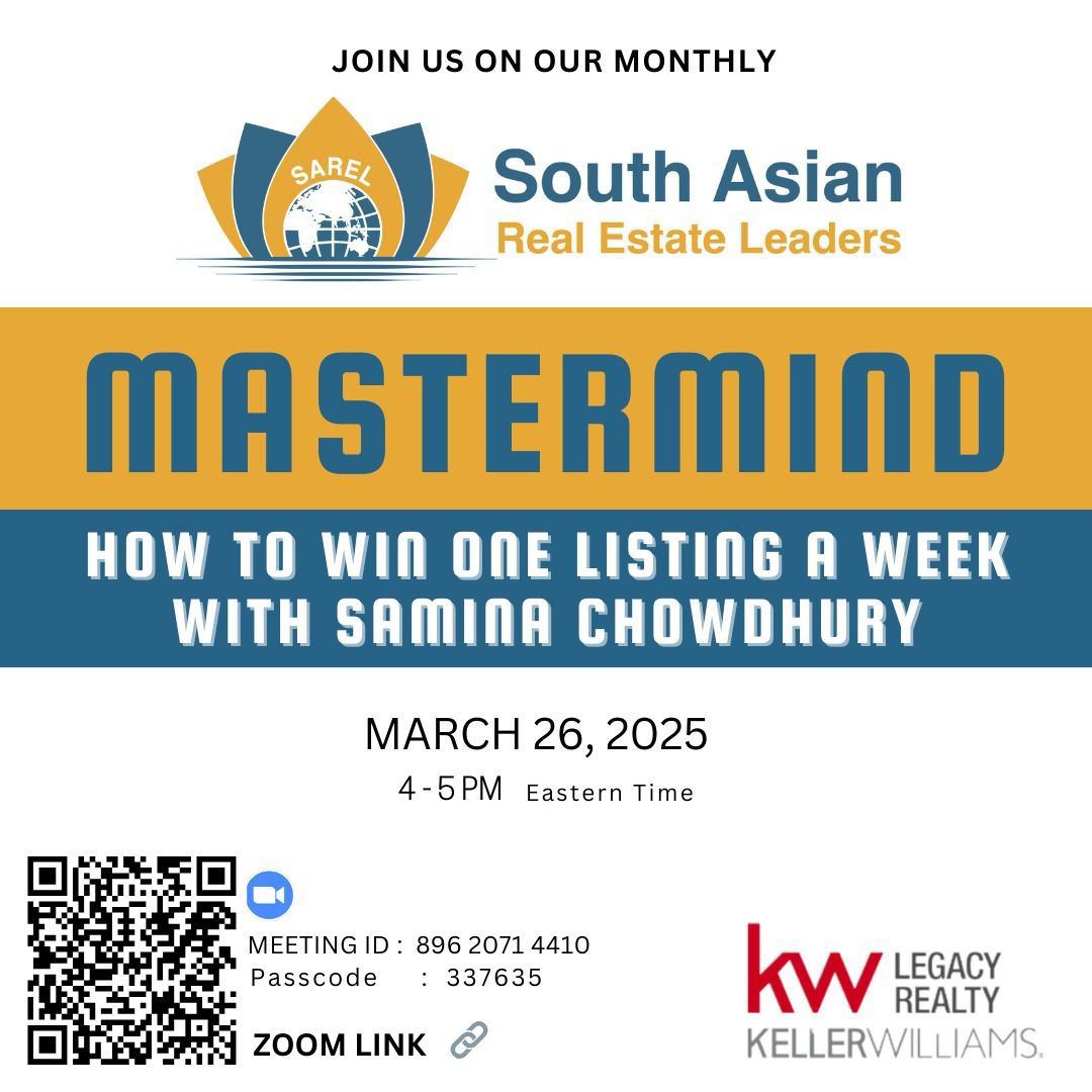 SAREL Monthly Mastermind  How to Win One Listing a Week with Samina Chowdhury
